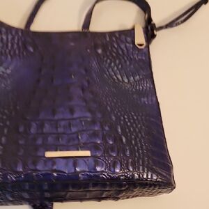 Brahmin Shimmering Purple Crocodile-Embossed Tote